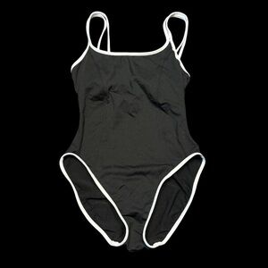 Black One-Piece Swimsuit with White Trim
